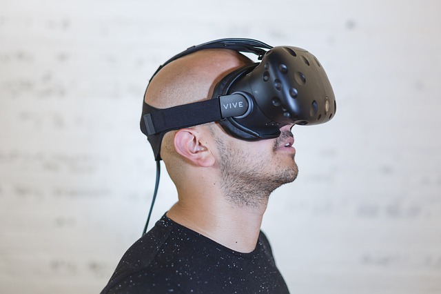 virtual reality for business man in headset