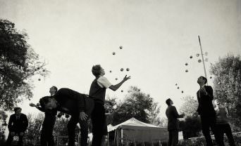 Jugglers practicing in the park