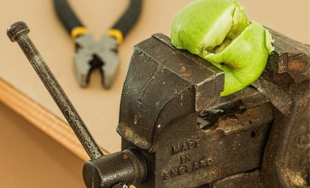 apple being crushed in crushing tool